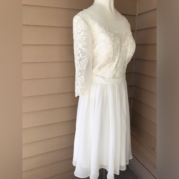 NWT. JJ’S House formal white dress, size: 16 / Length 412 “ long. Ivory - Picture 5 of 16